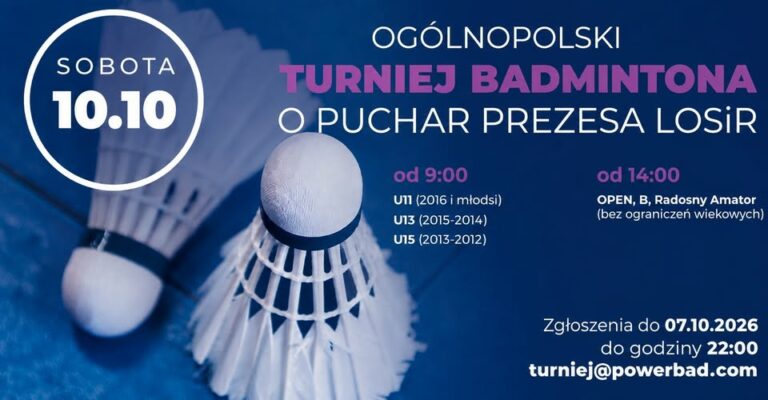 Ogólnopolski Turniej Badmintona o Puchar Prezesa LOSiR 10.2026