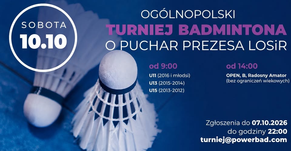 Ogólnopolski Turniej Badmintona o Puchar Prezesa LOSiR 10.2026